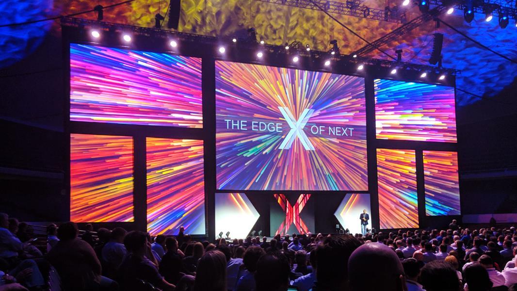 Massive projection mapping in a convention center for a corporate conference